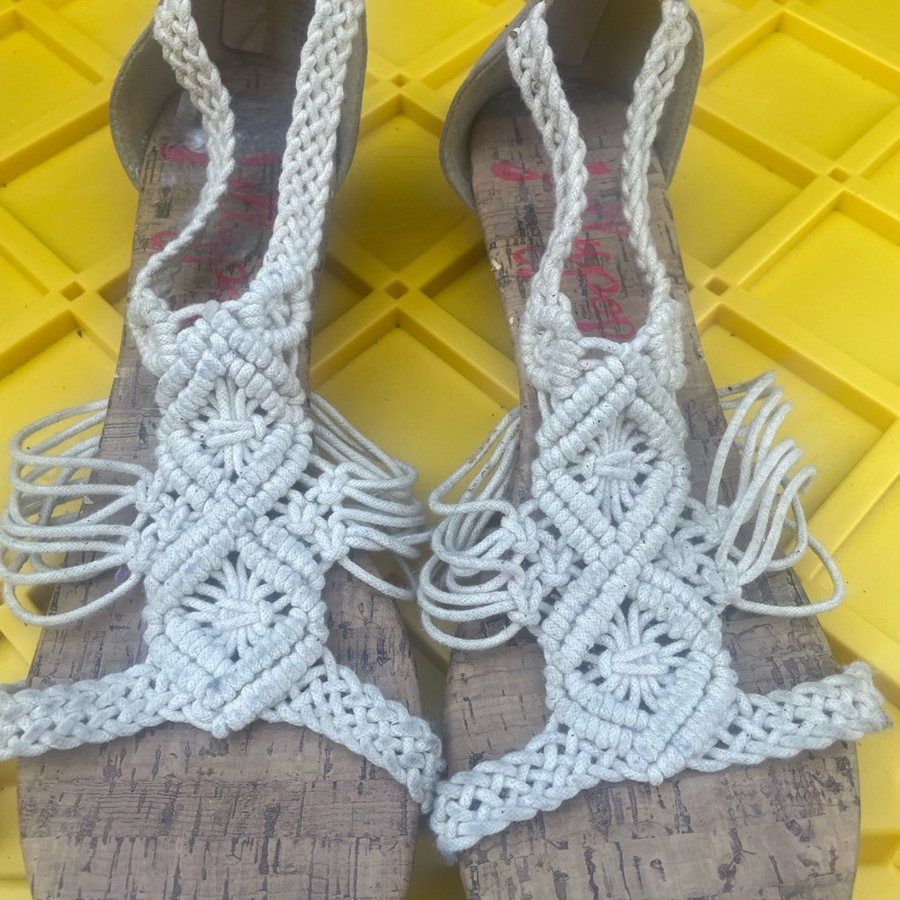 Jellypop White Macramé Sandals